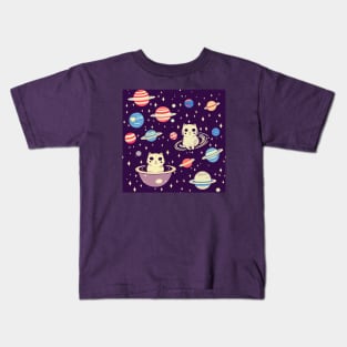 Cats in space pattern Kids T-Shirt